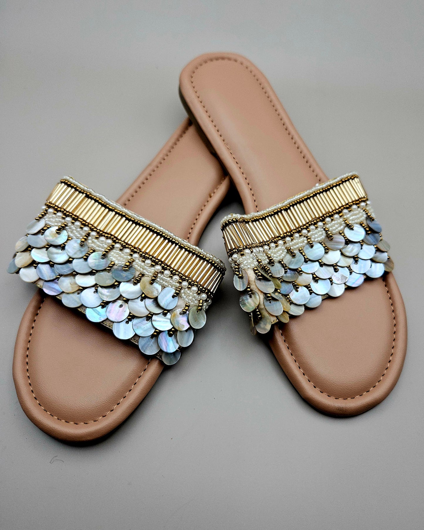 Mermaid Hand Embellished Slide Sandals