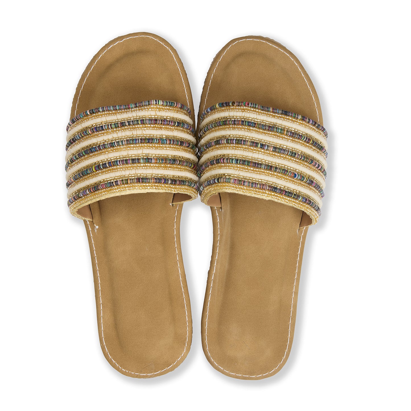 Kangan Handmade Resort Slides Sandals -Beige