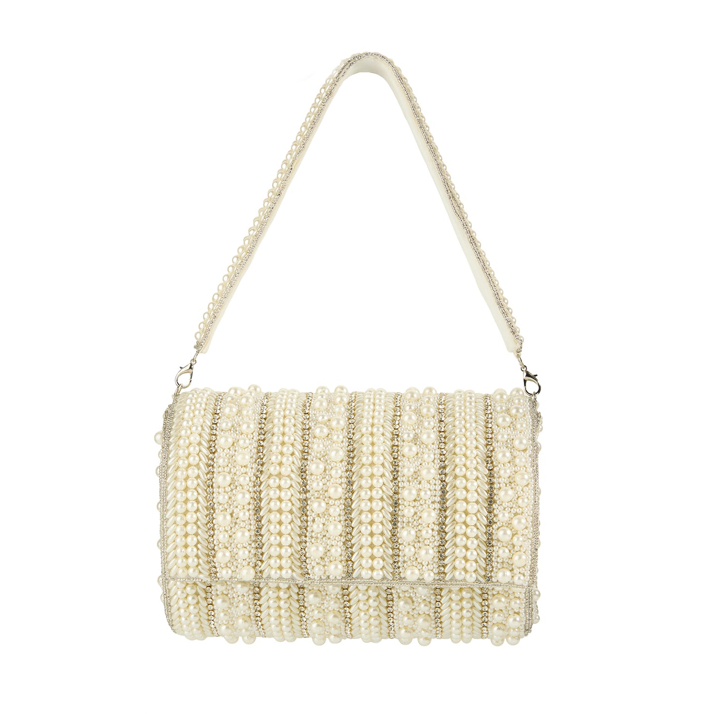 Audrey White Pearl Beaded Shoulder Bag
