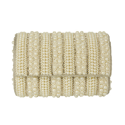 Audrey White Pearl Beaded Shoulder Bag