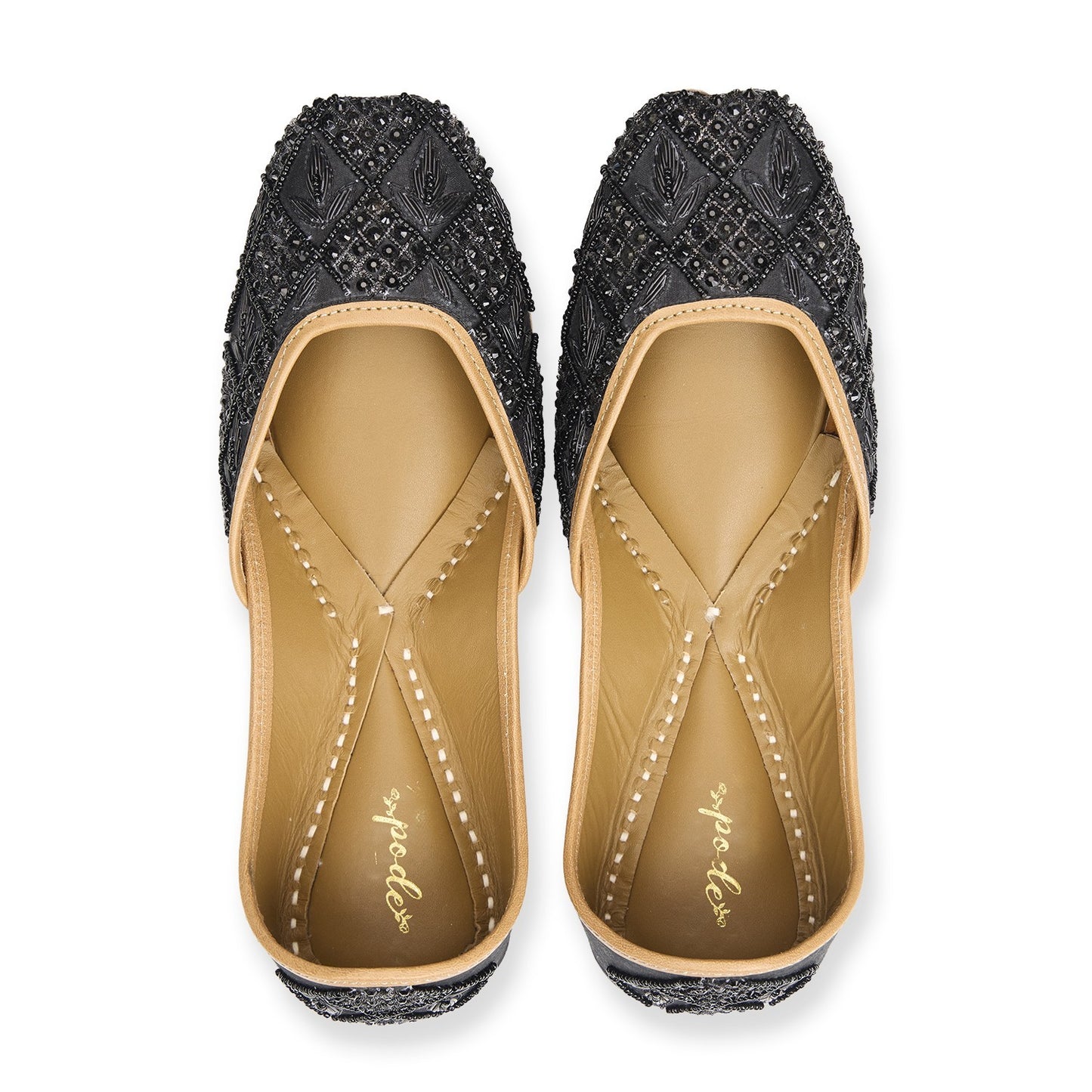 Onyx  Hand-Embroidered Black Beaded Flats