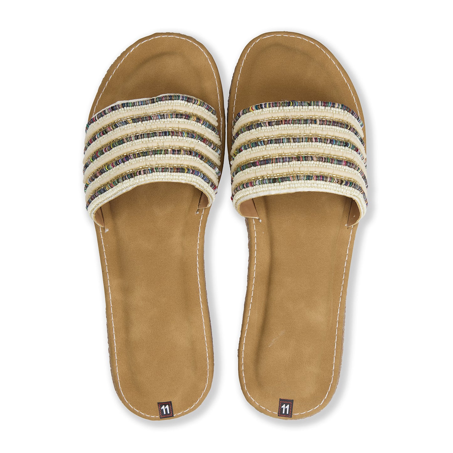 Kangan Handmade Resort Slides Sandals- White