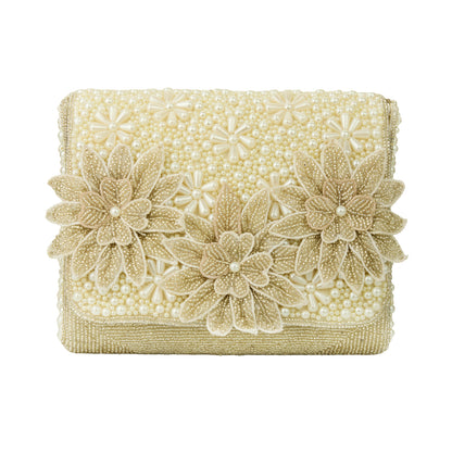 Diana Ivory Pearl Beaded Floral Clutch