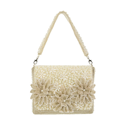 Diana Ivory Pearl Beaded Floral Clutch