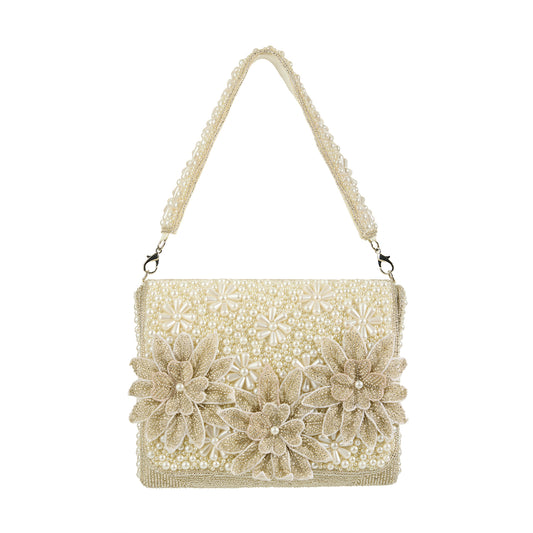 Diana Ivory Pearl Beaded Floral Clutch
