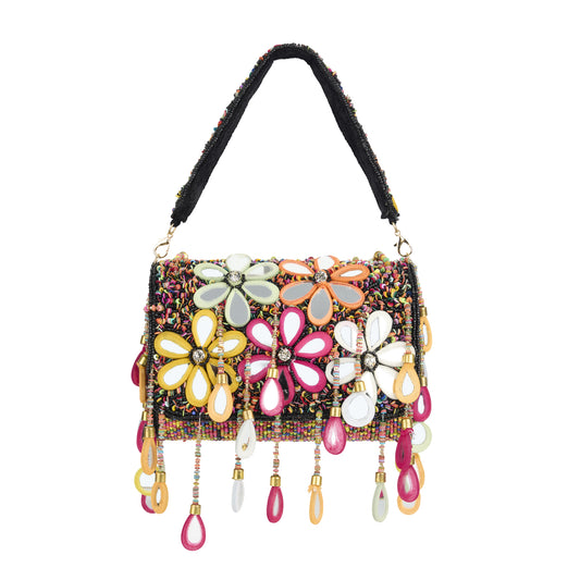 Michele Multicolour Beaded Floral Statement Shoulder Bag