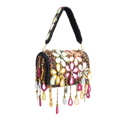 Michele Multicolour Beaded Floral Statement Shoulder Bag