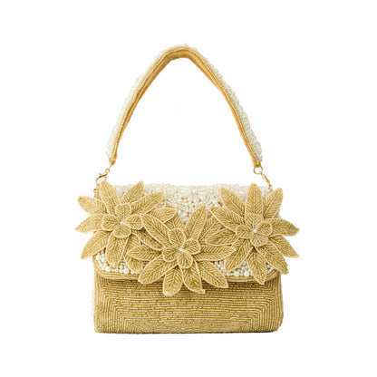 Sona Gold Beaded Floral Clutch