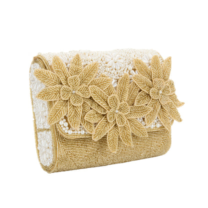 Sona Gold Beaded Floral Clutch