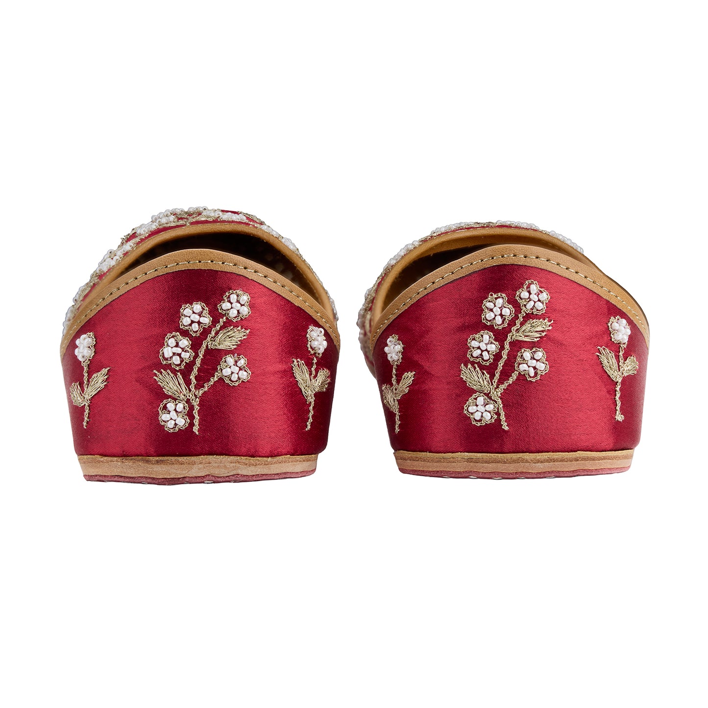 Rebel Rose Red Embroidered Flat Shoes