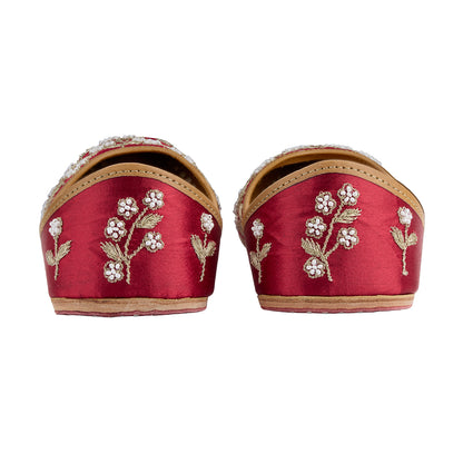 Rebel Rose Red Embroidered Flat Shoes