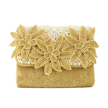 Sona Gold Beaded Floral Clutch