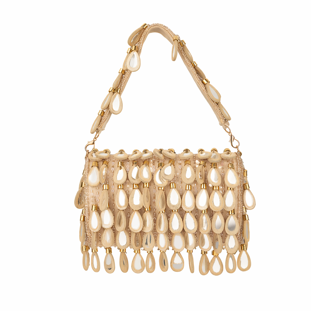 Noor Beige Handmade Statement Clutch