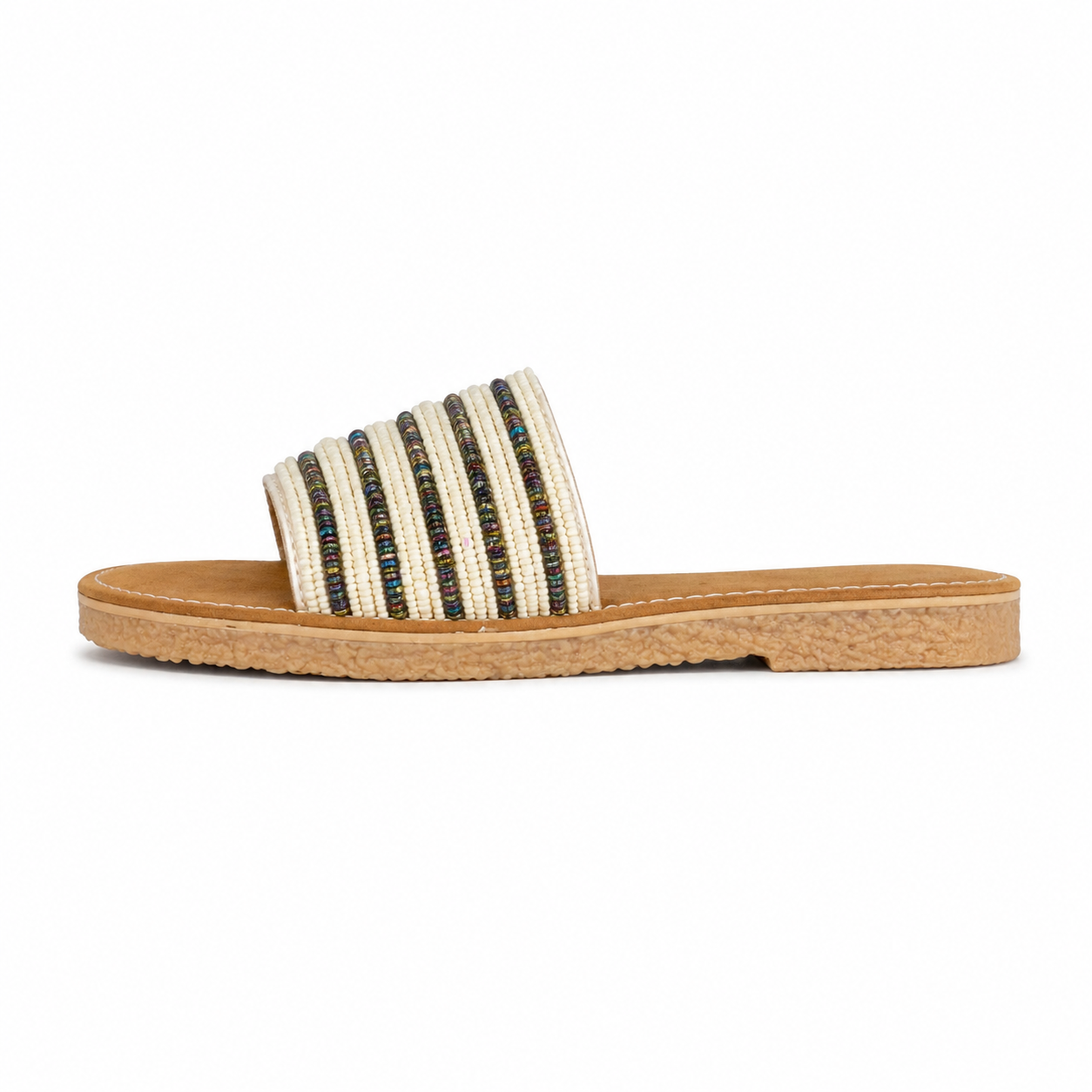 Kangan Handmade Resort Slides Sandals- White