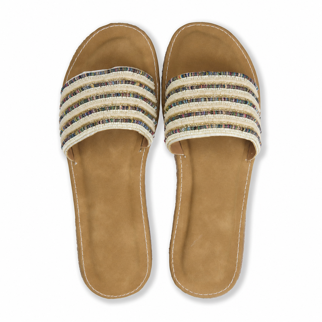 Kangan Handmade Resort Slides Sandals- White