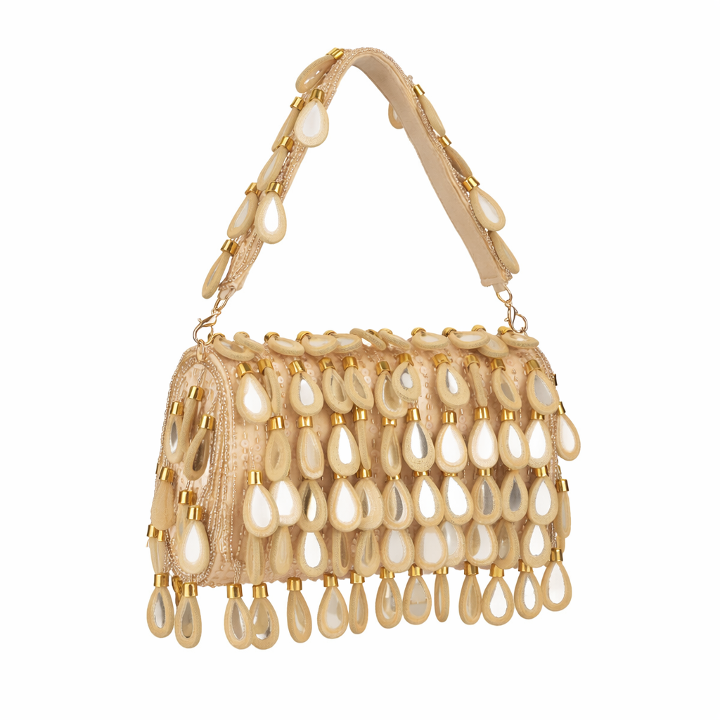 Noor Beige Handmade Statement Clutch