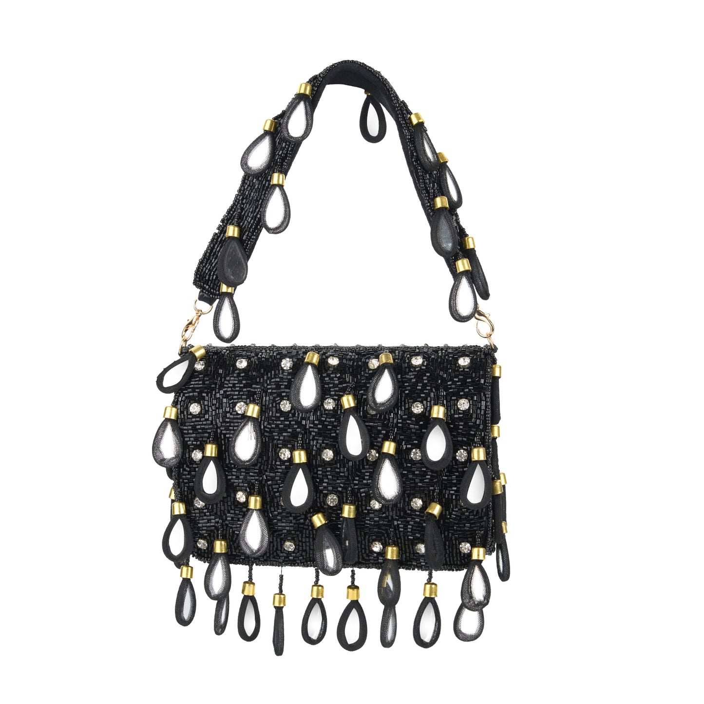 Maya Black Beaded Statement Clutch
