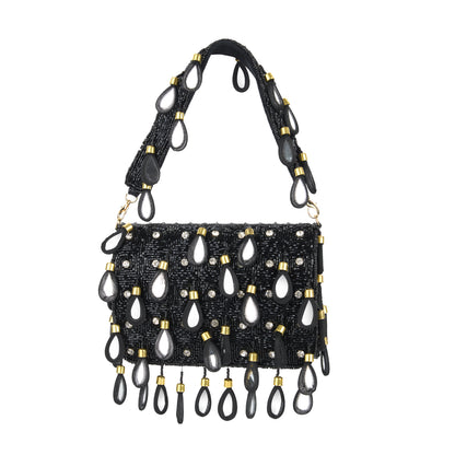 Maya Black Beaded Statement Clutch
