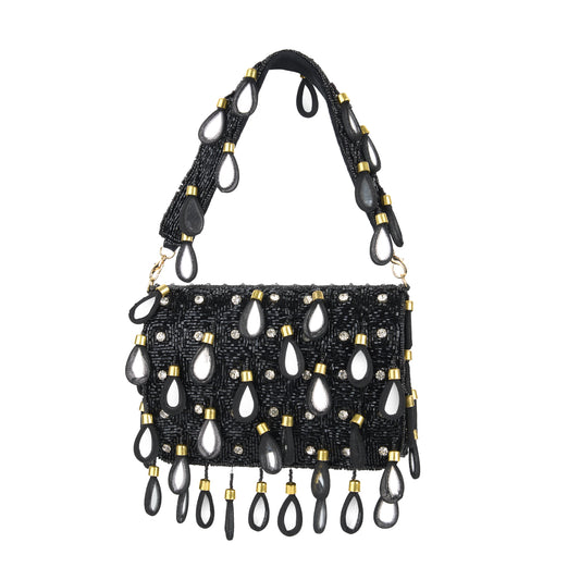 Maya Black Beaded Statement Clutch