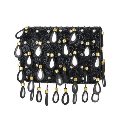 Maya Black Beaded Statement Clutch