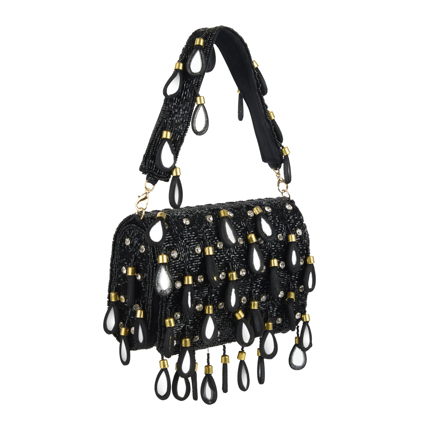 Maya Black Beaded Statement Clutch