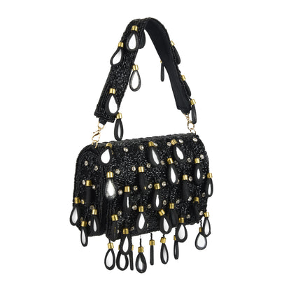 Maya Black Beaded Statement Clutch